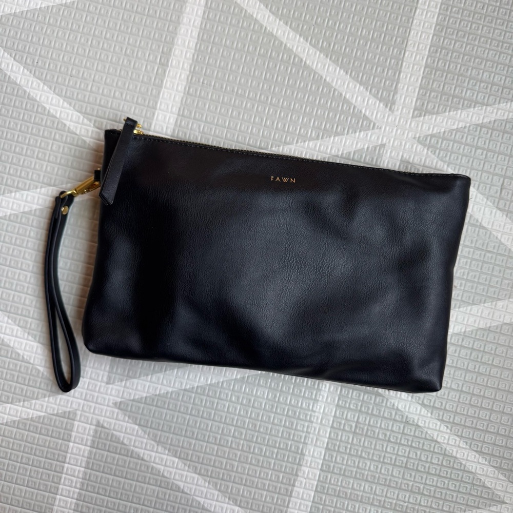 Fawn Design Black Leather Changing Pad Clutch
